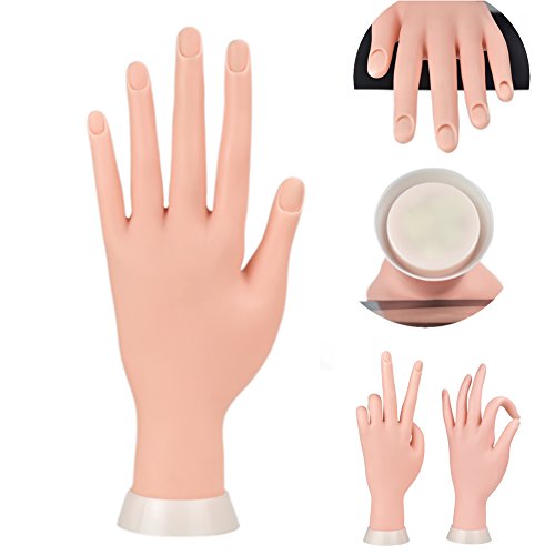 Mani finte con dita e unghie per praticare la manicure, flessibili, portatili, in morbida plastica, adatte a esercitazioni con unghie finte per principianti di tecnica di decorazione delle unghie