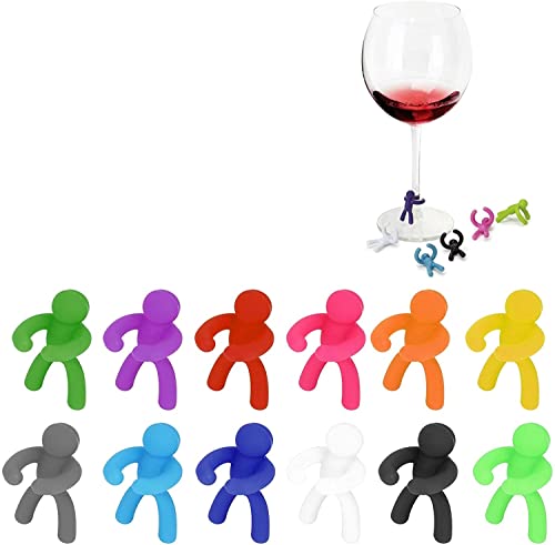 Marcatore per Bicchieri da Vino,Segna Calici Colorati,Silicone Segnabicchieri,24 Pezzi Bicchieri da Vino Pennarello in Vetro Riutilizzabili Lidentificazione e la Decorazione