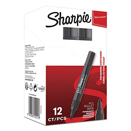 Marcatore permanente Sharpie M15 Papermate, Punta tonda, Inchiostro Nero, tratto 1,8 mm, S0192584, Confezione da 12 pz