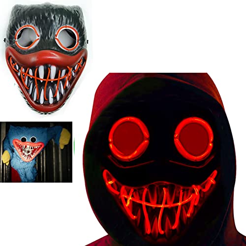 Maschera a Huggy Wuggy palytime,Maschera horror a LED,3 effetti di luce, controllabili, Generic Maschera per Halloween,per Halloween, Mardi Gras e Carnevale come costume per uomini e donne (Rosso)