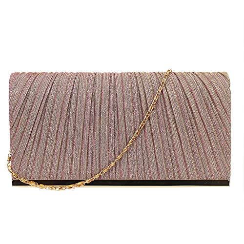 MEGAUK pochette da donna con brillantini, elegante borsa da sera lucida, con strass, per matrimonio, festa, 06152 rosa, 24*5*13cm