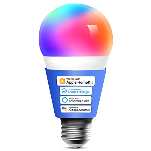 meross Lampadine Wifi Intelligente LED, Dimmerabile Multicolore E27 Luce 60W Smart Light RGBWW lampadina Smart Compatibile con Apple HomeKit, SmartThings, Amazon Alexa, Google Home