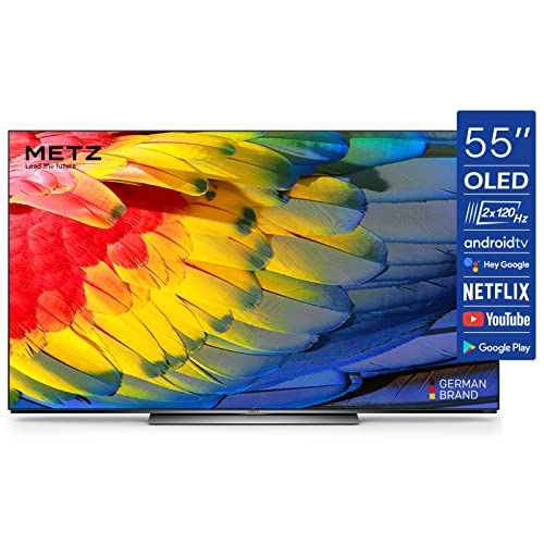 METZ Android 10.0 Smart TV OLED Serie MOC9000, 55  (139 cm), 4K UHD, HDR10 HLG, HDMI, ARC, USB, Slot CI+, Dolby Digital, Dolby Vision con DVB-C T2 S2, HEVC MAIN10, Google Assistant, Nero