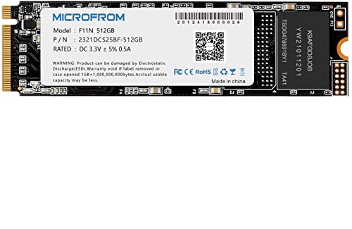 MICROFROM 512GB NVMe SSD, PCIe M.2 2280 Unità a Stato Solido Interna Gen3X4, TLC NAND Flash, Lettura Scrittura 1600 1400MB s