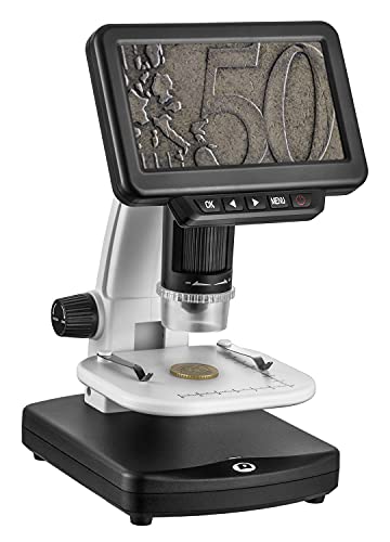 Microscopi Digitale 5  Schermo IPS, Ingrandimento 10X-600X Video Microscopio 1080P con Sensore di Immagine 5MP, 8 Luci LED Regolabili, Vista PC HDMI