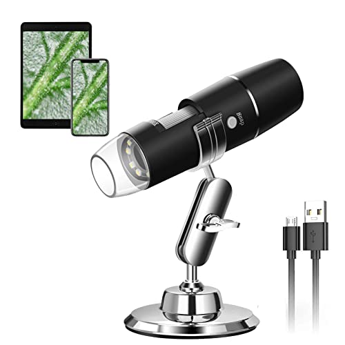 Microscopio digitale USB, microscopio WiFi portatile WADEO ingrandimento 50X-1000X con endoscopio a 8 LED, microscopio digitale portatile per telefono, Android, iOS, Windows, Mac