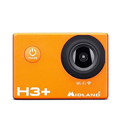 Midland, Videocamera sportiva H3 + Action Camera Wi-Fi Full HD, foto da 16 MP, batteria inclusa, stabilizzatore d immagine Unisex adulto, Arancione, unica