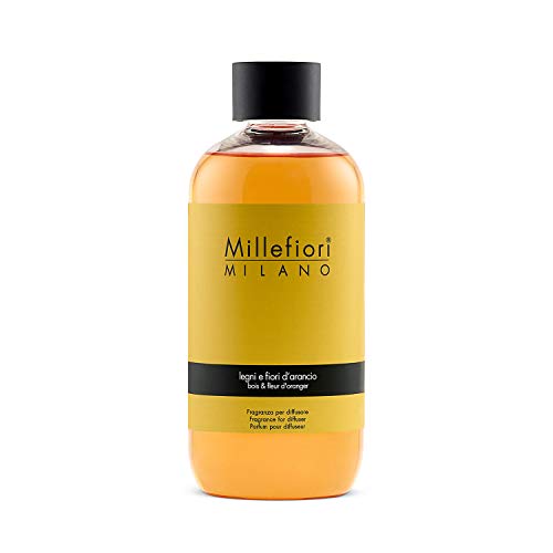 Millefiori Milano Ricarica per Diffusore di Aromi per Ambiente, Fragranza, Legni e Fiori D arancio, 250 ml