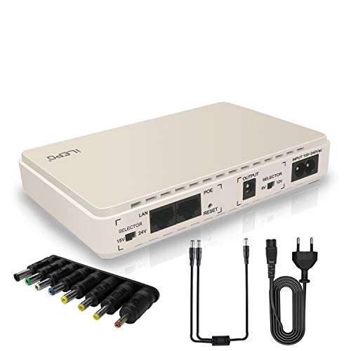Mini UPS Gruppo di Continuità per Router,Modem, Telecamera, WEBCAM, VOIP con Batteria 8800mAH Input 100~240V CA Output 5V 9V 12V 15V …