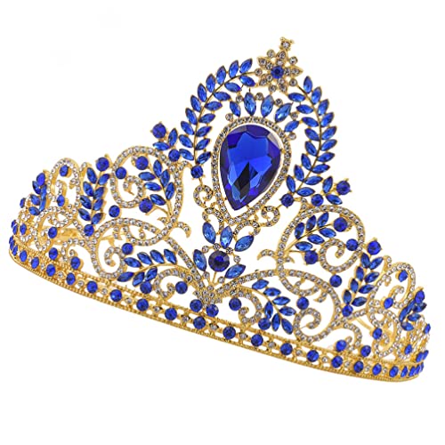 Minkissy Baroque Crystal Crown Rhinestone Grown Grown Grown Queen Tiaras Vintage Bling Fascia per Il Compleanno Accessori per da Sposa