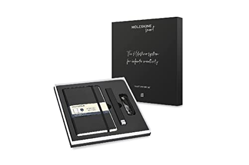 Moleskine SWSAB33BK01 Smart Writing - Set con Smart Pen+ Ellipse, Notebook Paper Tablet, Taccuino Digitale con Pagine Puntinate, Large, 13x21 cm, Nero