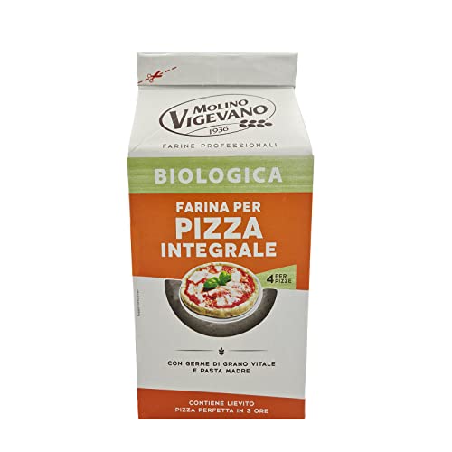Molino Vigevano, Farina Grano Tenero Integrale, La Farina Bio per Pizza Integrale, ideale per Pizza e Pane Integrale. Confezione 500g