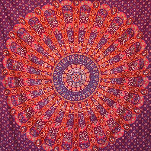 momomus Arazzo Mandala - Indiano- 100% Cotone, Grande, Multiuso - Arazzi da parete grandi - Stampe   Arredamento   Decorazioni per la Casa, Camera da letto o Muro - Telo Xxl - Rosso, 210x230 cm