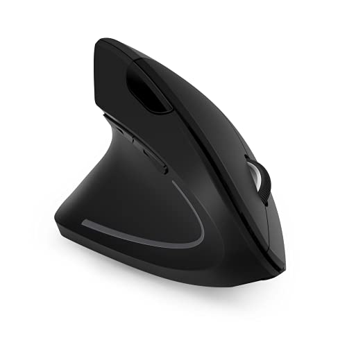 Mouse ergonomico senza fili per mancini, 3 in 1, 2,4 G, USB + Bluetooth + Bluetooth verticale, silenzioso, per laptop, PC e notebook, DPI 1000 1600 2400, nero