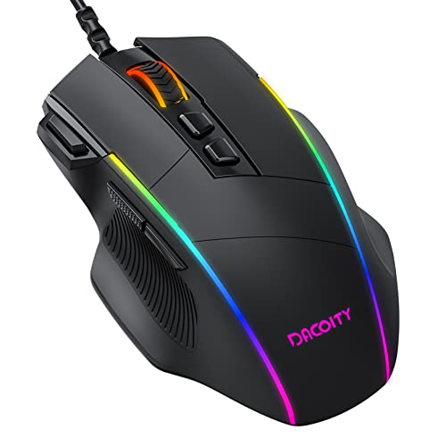 Mouse Gaming, Dacoity Mouse RGB Ergonomico da 8000 DPI (5 livelli),...