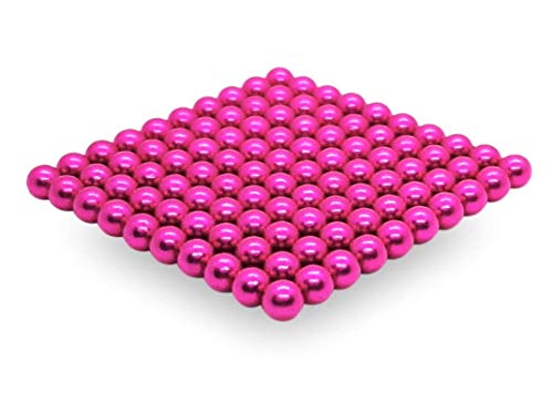 Movmagx - Sfere magnetiche, 5 mm, 100 pezzi, con sacchetto di velluto, magneti super resistenti per bacheca, lavagna magnetica, lavagna bianca e frigorifero, rosa., 5 mm