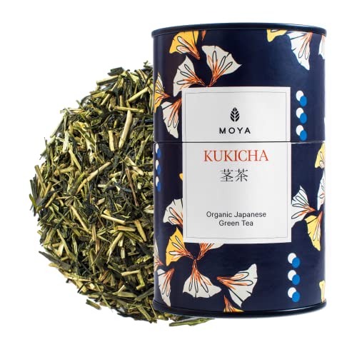 Moya Tè Verde Biologico Kukicha | 60 g | Il Miglior Tè di Qualità dal Giappone | Cordiale per Vegani e Vegetariani | Ideale per un regalo
