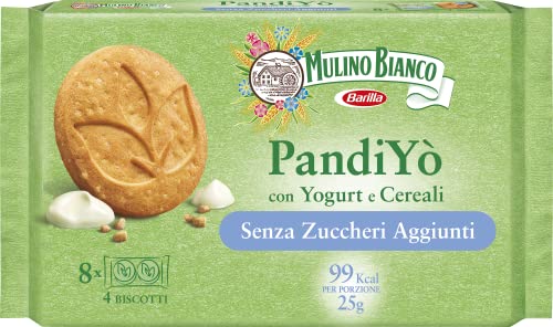 Mulino Bianco PandiYò Biscotti Frollini con Yogurt e Cereali Senza Zuccheri Aggiunti, Senza Olio di Palma, Confezione 200 g con 8 Monoporzioni da 4 Biscotti