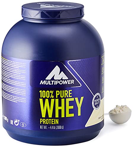 Multipower 100% Pure Whey Protein - Fino a 80% di Proteine del Siero del Latte - Proteine Isolate come Fonte Principale - 67 Porzioni - Per lo sviluppo Muscolare - 2 Kg - Gusto Vaniglia