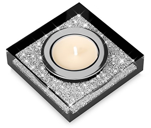 My IMPLEXIONS Elegante portacandele Lotus 1 con Cristalli Swarovski Elements – Una Luminosa Decorazione da Tavolo (1 Pezzo, Nero)
