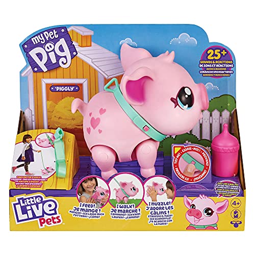 My Pet Pig - Little Live Pets, Piggly Il mio piccolo maialino, animale interattivo che cammina, balla, mangia, a partire dai 5 anni, Giochi Preziosi, LPW00000