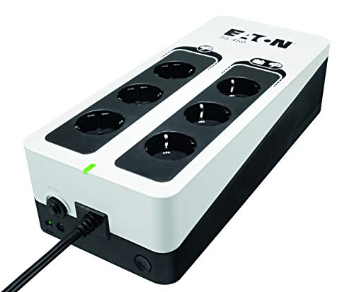 Eaton 3S UPS 450VA - 3S450D - Gruppo di continuità (UPS) - 6 prese DIN - Porta USB - Off-Line - bianco e nero