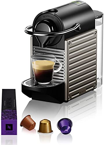 Krups Nespresso XN304TK Pixie - Macchina per caffè Espresso, Ricette Programmabili, 1260 W, Titan, 0.7 Litri