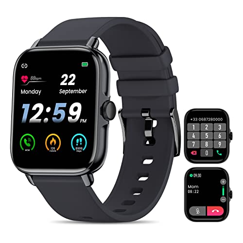 NAIXUES 2022 Smartwatch Uomo Risponde alle Chiamate in Vivavoce, 1,7  Full Touch con Cardiofrequenzimetro SpO2 Sonno Smart Watch Musicale, 28 Allenamenti Orologio Fitness Tracker per Android iOS Nero