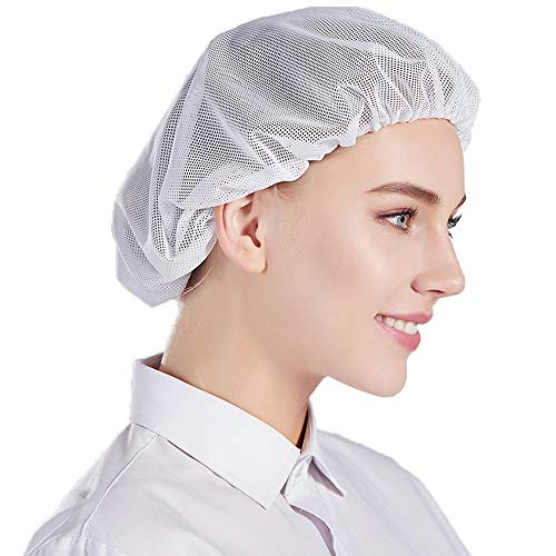 Nanxson 5pcs cappello da cuoco elastico da cucina cuoco cap maglia servizio di ristorazione reti per capelli CF9023 (Bianco(Confezione da 5), L)