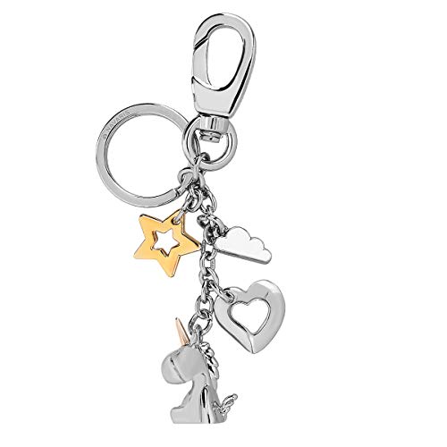 Navaris Portachiavi con unicorno cuore stella e nuvola - Porta chiavi donna in metallo con anello e moschettone - Key Chain mazzo chiavi per borsa