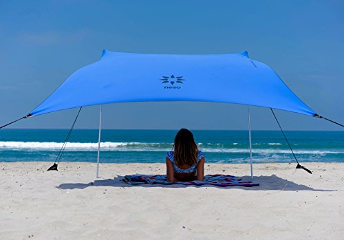 Neso Tenda da Spiaggia Tents con Ancoraggio a Sabbia, Parasole Portatile - 2.1m x 2.1m - Angoli rinforzati brevettati (Blu Pervinca)
