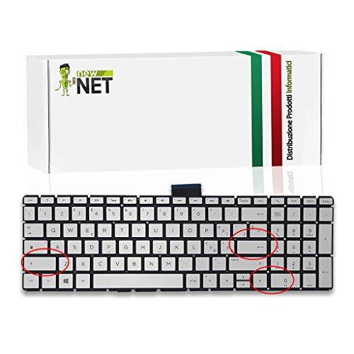 New Net Keyboards - Tastiera Italiana Compatibile con Notebook HP Pavilion 15-bs004nl 15-bs005nl 15-bs008nl 15-bs009nl 15-bs010nl 15-bs011nl 15-bs012nl Argento Retroilluminata