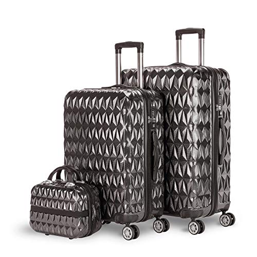 NEWTECK – Set di valigie a 4 ruote Prisma Carbon 2 pezzi (55 65 cm) + beauty case, ABS + policarbonato, chiusura TSA integrata e pratica interna, set di valigie da viaggio rigide, resistenti e leggere