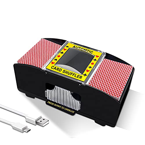 Ni-SHEN Casino Automatico Card Shuffler USB Batteria per Festa Famiglia Poker Blackjack UNO (1-2 Deck Card Shuffler)