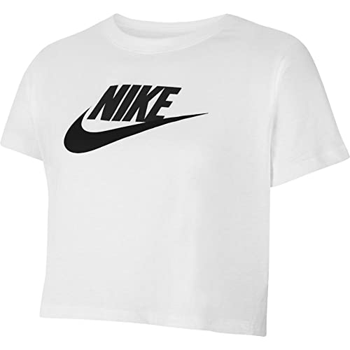 Nike DA6925 G NSW Tee Crop Futura T-Shirt Bambina White Black Black XS