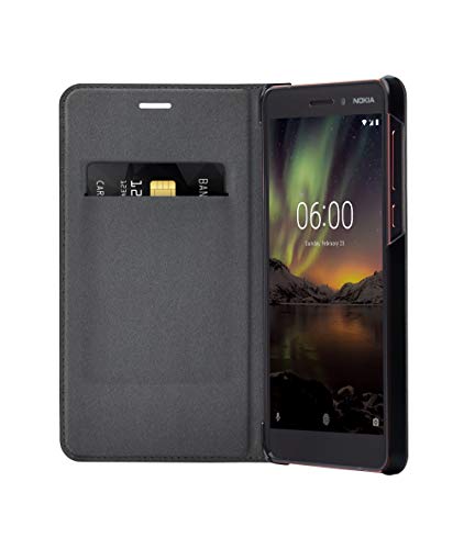 Nokia 6.1 Slim Flip Wallet Cover Case - Black