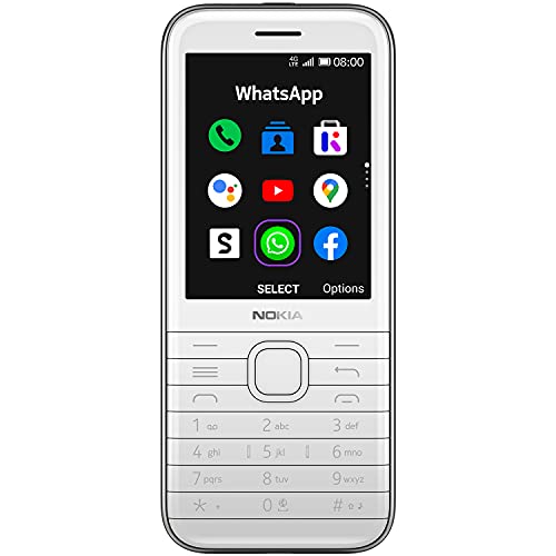 NOKIA 8000 Telefono Cellulare 4G Dual Sim, Display 2.8  a Colori, 4GB, Bluetooth, Fotocamera, Whatsapp, Bianco [Italia]