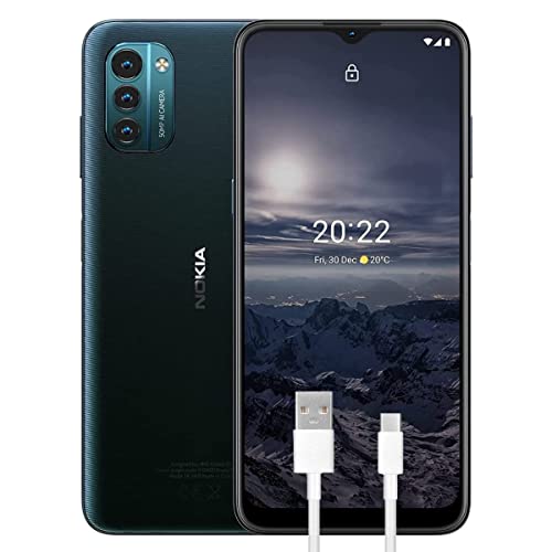 Nokia G21 Smartphone 4G 128GB, 4GB RAM, Display 6.5  90Hz HD+, Android 11, Tripla Camera 50 Mp, Batteria 5050 mAh, Ricarica Rapida, Dual Sim, Nordic Blue, Versione con Cavo USB Type-C Aggiuntivo 1m