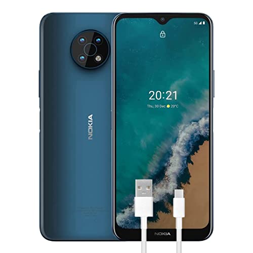 Nokia G50 Smartphone 5G 128GB, 4GB RAM, Tripla Camera 48 Mp, Display HD+ da 6.82″, Android 11, Batteria da 5000 mAh, Dual Sim, Nordic Blue, Versione con Cavo USB Type-C Aggiuntivo 1m