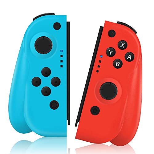 Nokoos Wireless Controller per Switch,Switch Controllers Set di 2 Joystick Gamepad Controller per Nintendo Switch V1 V2 OLED Lite con Funzione Gyro Axis Double Vibration (Rosso e Blu)