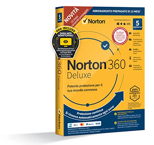 Norton 360 Deluxe 2022 | Antivirus per 5 Dispositivi | Licenza di 1...