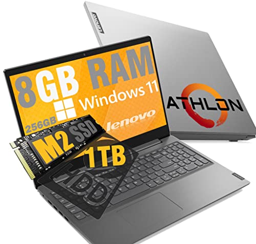 Notebook Lenovo Silver ideapad 3 Display Hd Led da 15,6  Ram 8 Gb DDR4 SSD M.2 PCi da 256Gb + Hdd 1Tb cpu Amd Athlon fino a 2,6 Ghz  web cam 3usb hdmi bt Windows 10 Pro   Open Office  Pronto All uso