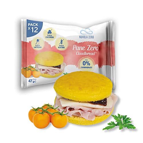 Nuvola Zero – Pane Zero Cloudbread, Pane Zero Carboidrati, Senza Zucchero, Senza Lattosio, Ricco di Fibre e Proteine, Gluten Free, Confezione 12pz, Made in Italy
