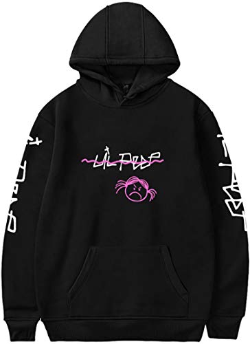 OLIPHEE R.I.P. Lil Peep Rapper Felpa con Cappuccio Stampato Lovers Cool Pullover per Donna Cry Nero-B Medium
