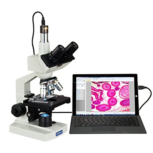 OMAX 40X-2500X LED Digital Trinocular Lab Microscopio composto con fotocamera da 5MP e fase meccanica