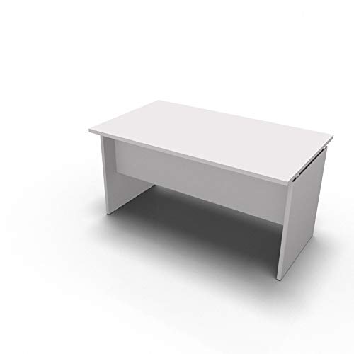 One Living Scrivania da Ufficio Panel Desk Tavolo Porta PC 180 x 80 x 73 CM (L x P x H) Bianco