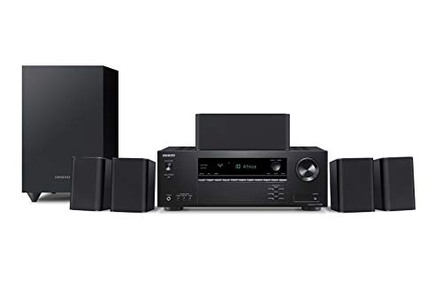 Onkyo HT-S3910(B) 5.1 sistema home cinema con ricevitore AV e altoparlante (155 W canale, 4 K Ultra HD, Dolby Atmos, DTS:X-Playback, Bluetooth, Hi-Res Audio, Advanced Music Optimizer), Nero