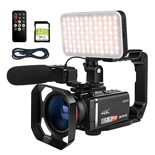 ORDRO AX60 Videocamera Livestream Videocamera 4K Obiettivo con Zoom Ottico 12X Videocamera con Schermo Tattile IPS da 3,5    per Trasmissione Live con Cavo Adattatore Live USB, Microfono e Luce LED