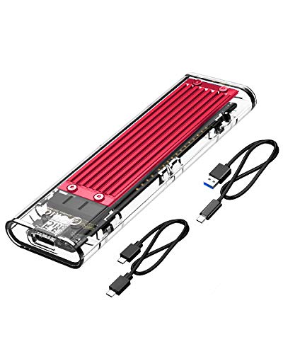 ORICO Adattatore NVMe USB M.2 Case, NVMe PCI-e SSD EnclosureType-C USB3.1 Gen2 10 Gbps Trasparente External Hard Drive Adapter per 2280 M.2 M-Key SSD,Supporto UASP&Trim (Rosso) -TCM2