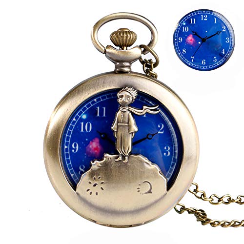 Orologio da tasca piccolo principe design quarzo Orologio da tasca per uomo blu Planet quadrante orologio da tasca collana regalo